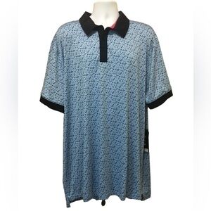 Kenneth Cole Men’s Golf Shirt Knit Polo 2X Sky Blue Premium Collection UPF 50+